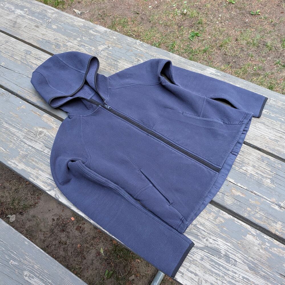Lululemon Navy Blue Sweater Knit Fleece Full Zip Hoodie Jacket Paneled Back - Picture 3 of 10